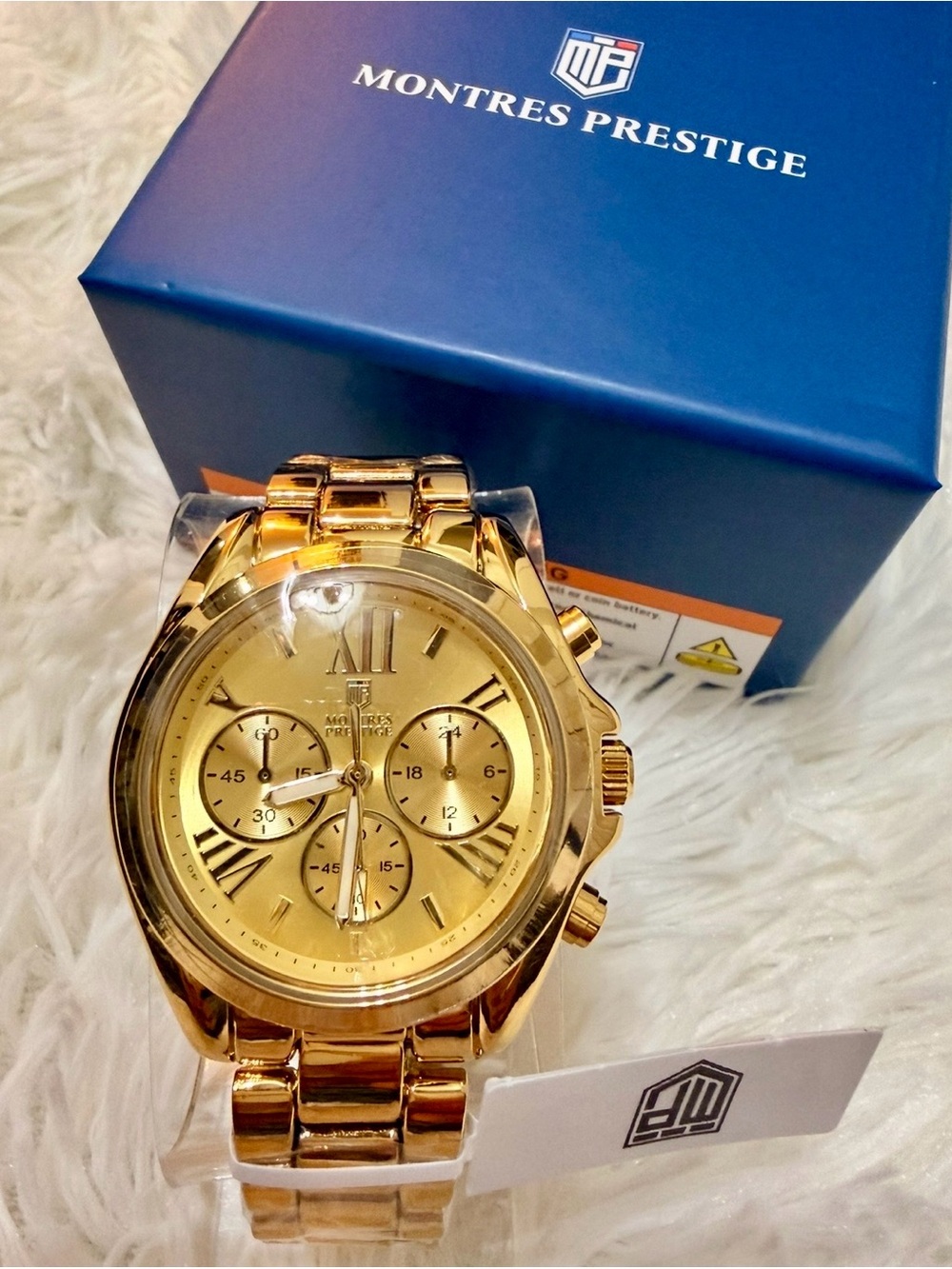 Montres Prestige Gold Tone Chronograph Watch